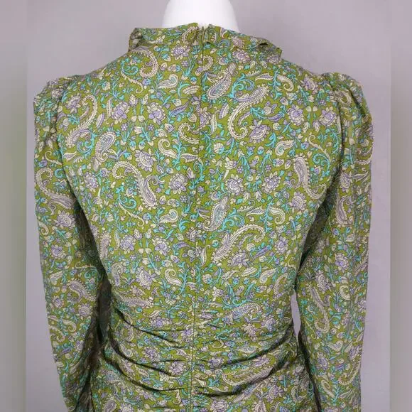VERONICA BEARD Shala Ruched Paisley Ruffle Dress Size 4 - Picture 11 of 16
